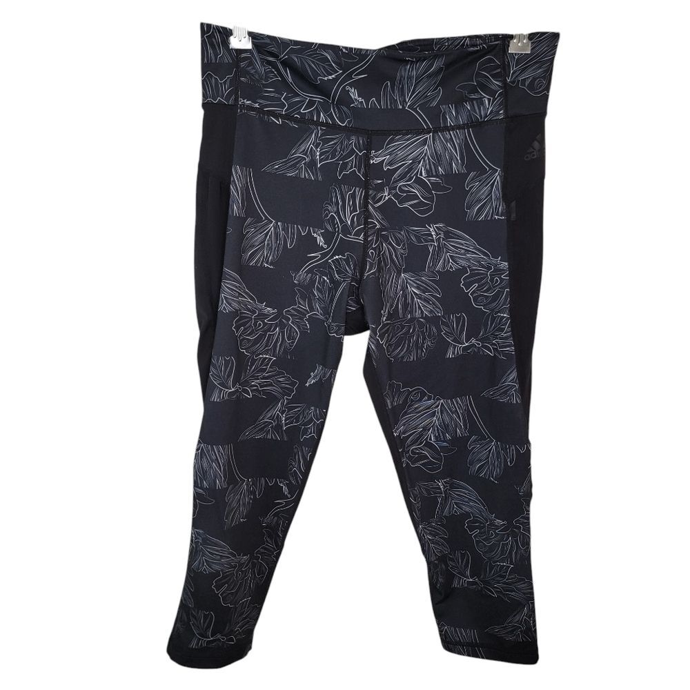 Adidas Climalite Capris Leggings Floral & Mesh Activewear Size Large